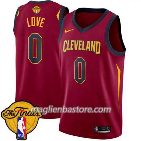 Maglia Cleveland Cavaliers Kevin Love 0 2018 NBA Finals Patch Nike Rosso Swingman - Uomo